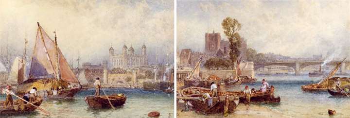 The Tower of London from the Thames / Putney Bridge (PAIR)